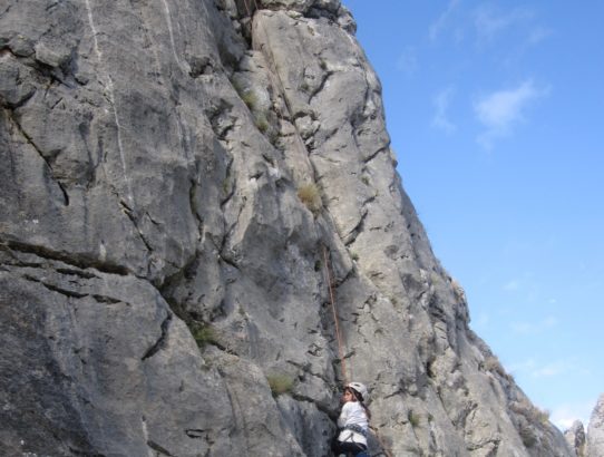 rock climbing before bull chase in Spain